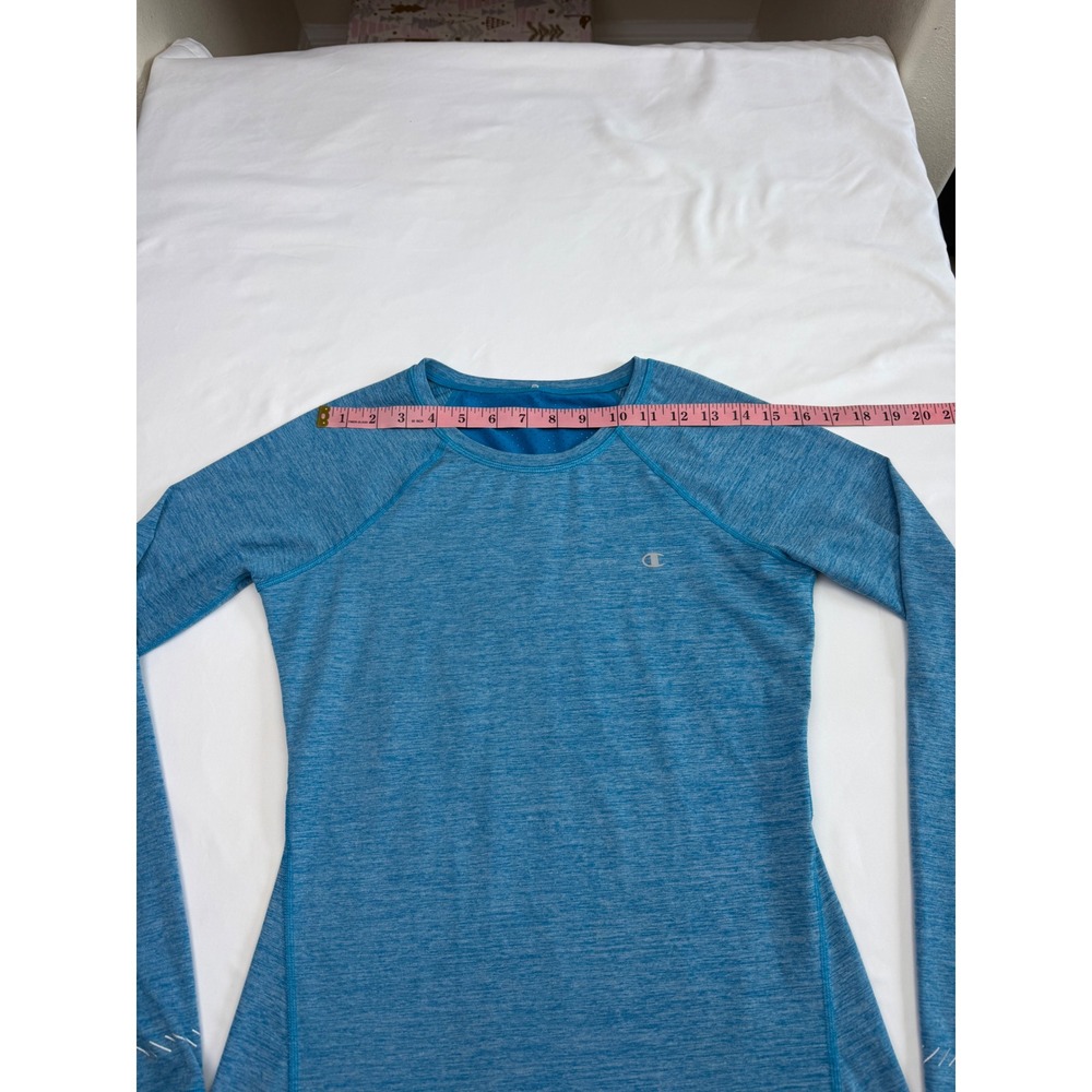 Champion Vapor Womens Blue Heathered Mesh Back Long Sleeve Athletic Top Small - Picture 8 of 10